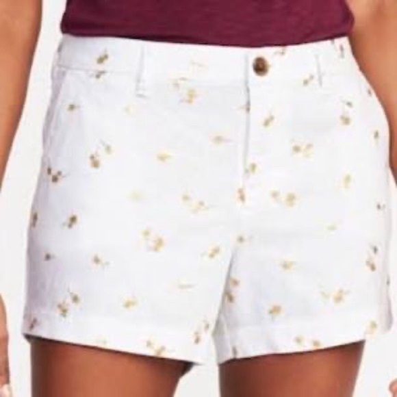 Old Navy Womens Size 2 Linen Blend Cream Gold Palm tree Shorts NWT - Picture 1 of 3